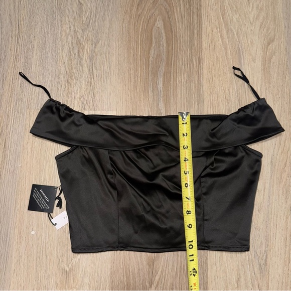Nasty Gal After Party Off The Shoulder Black Crop Top - Size Large - Picture 6 of 6
